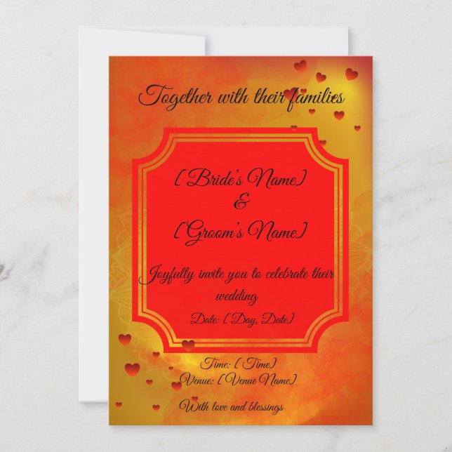 Red & Yellow Traditional Wedding Invitation |  Inbjudningar (Framsida)