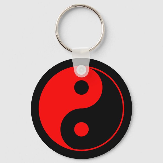 Red Yin Yang Symbol Keychain Nyckelring (Framsida)