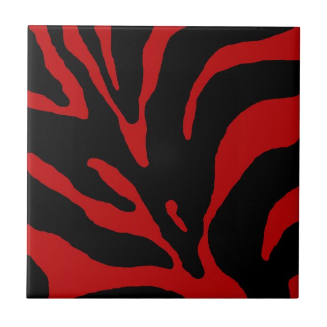 Red Zebra Rand Animal Print Kakelplatta (Framsidan)