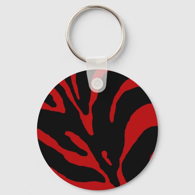 Red Zebra Rand Animal Print Nyckelring (Framsida)