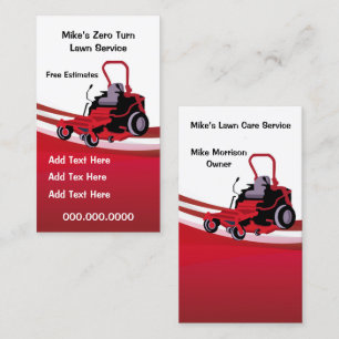 Red Zero Turn Gräsmatta Service Visitkort