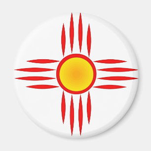 Red Zia med Gult Center Magnet