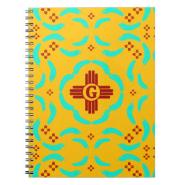 Red Zia Symbols New mexico Turquise Feathers Anteckningsbok