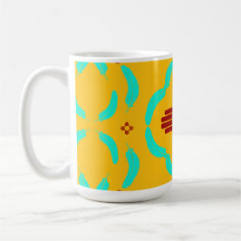 Red Zia Symbols New mexico Turquise Feathers Kaffemugg