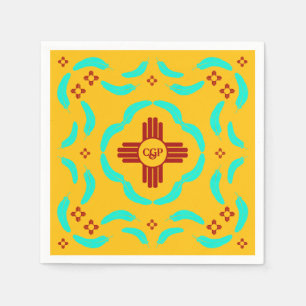 Red Zia Symbols New mexico Turquise Feathers Pappersservett