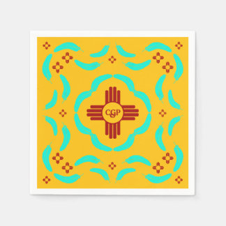 Red Zia Symbols New mexico Turquise Feathers Pappersservett