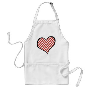 Red Zigzag, Red Chevron, Zigzag Mönster, Heart Förkläde
