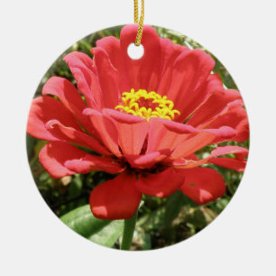 Red Zinnia Anpassningsbar Birthday Julgransprydnad Keramik