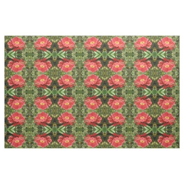 Red Zinnia Blommigt Patterned Fabric Tyg (Fat Quarter)