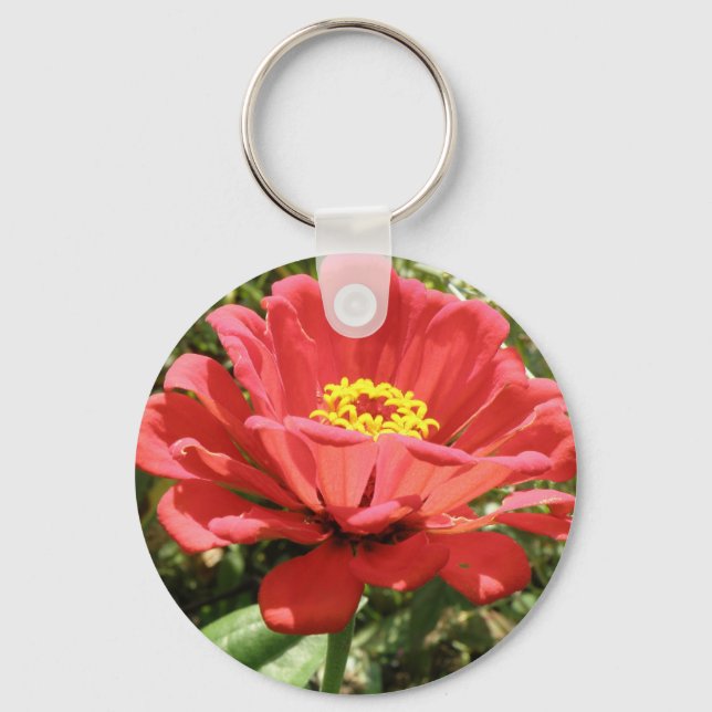 Red Zinnia Keychain Nyckelring (Framsida)