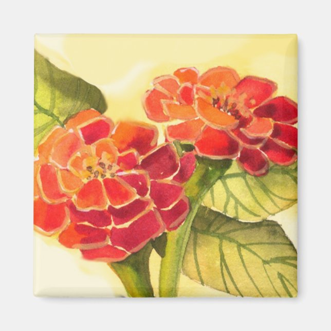 Red Zinnias Magnet (Framsidan)