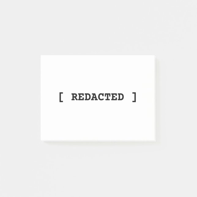 [ REDACTED ] Minimalistiska professionella Post-it Block (Framsida)