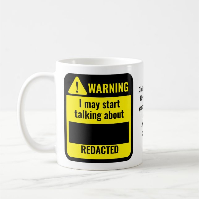 REDACTED Political Funny Personalized Warning Kaffemugg (Vänster)