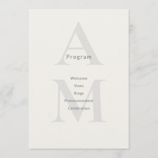 Redaktionell Initial Minimal Bröllopsprogramkort Program