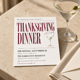 Redaktionell Martini Thanksgiving Middagsinbjudan Inbjudningar