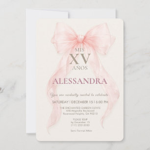 Redaktionell Rosa Rosett Quinceañera Inbjudningar