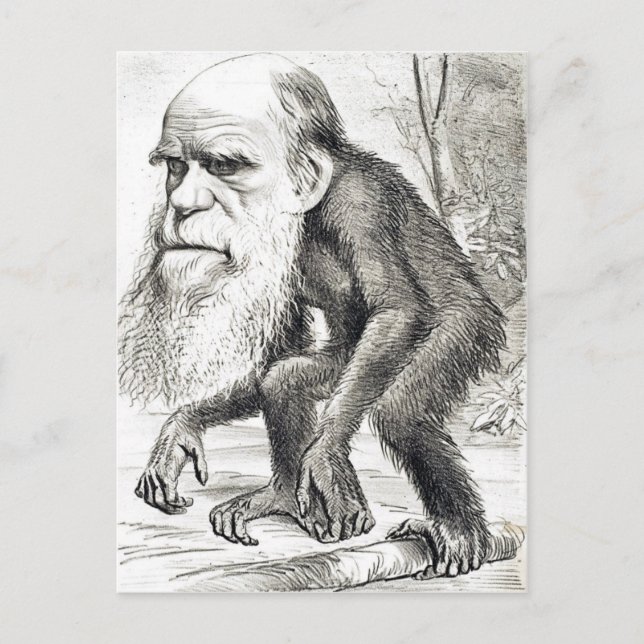 Redaktionell Tecknad av Charles Darwin 1871 Vykort (Framsida)