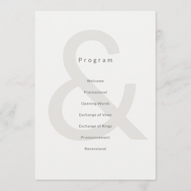 Redaktionell typografi Bröllopsprogram Program (Framsida)