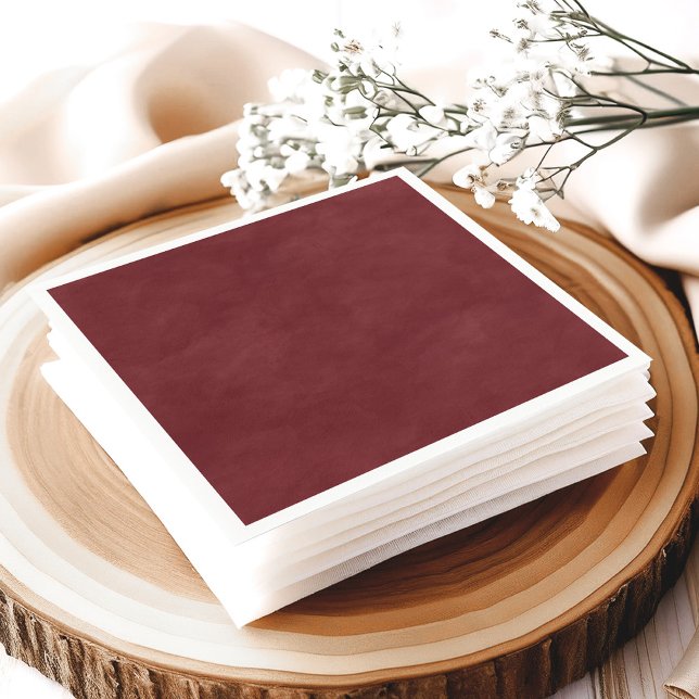 Redaktionell vattenfärg för Vin Red Färg Pappersservett (Wine Red Watercolor Wedding Paper Napkins – Simple Elegant Party Supplies)