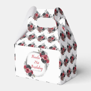 Redand Silver Elegant Flowers Birthday Presentaskar