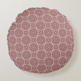 Redand White Ethnic Geometric Circle Mönster Rund Kudde