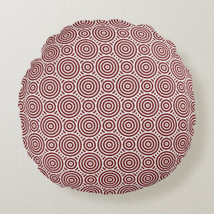 Redand White Ethnic Geometric Circle Mönster Rund Kudde