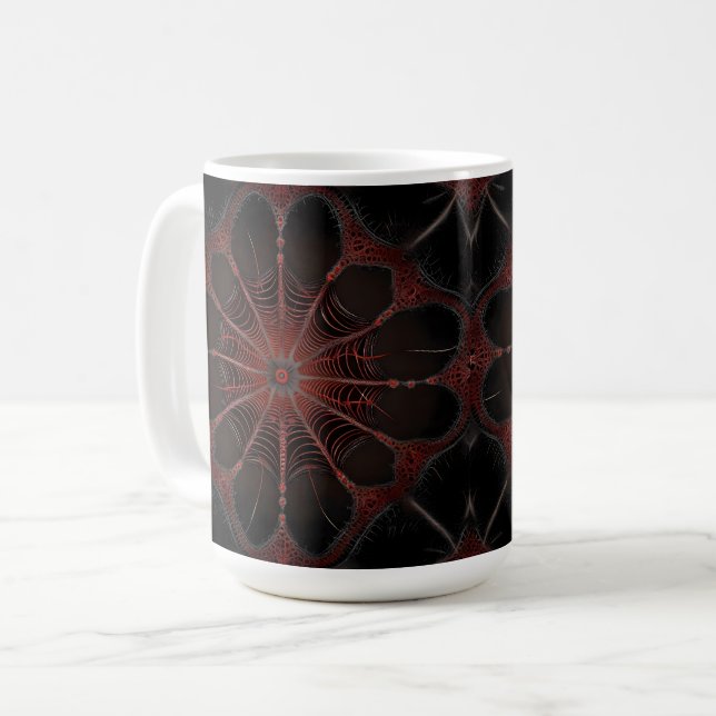 Redback Spider Fractal Art. Kaffemugg (Framsida vänster)