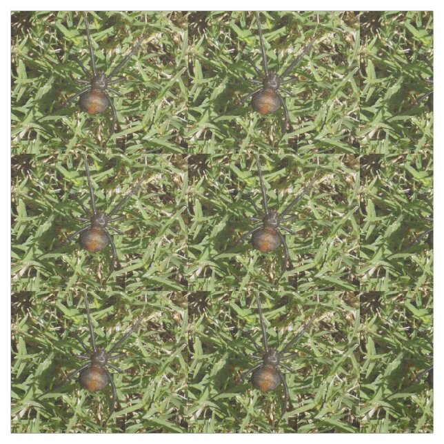 Redback Spider på Grönt Grass. Tyg (Provkarta)