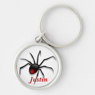 Redbackspindel Keychain Rund Silverfärgad Nyckelring