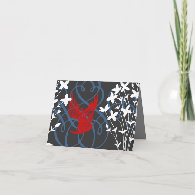 Redbird and Bluets Card Kort (Framsida)