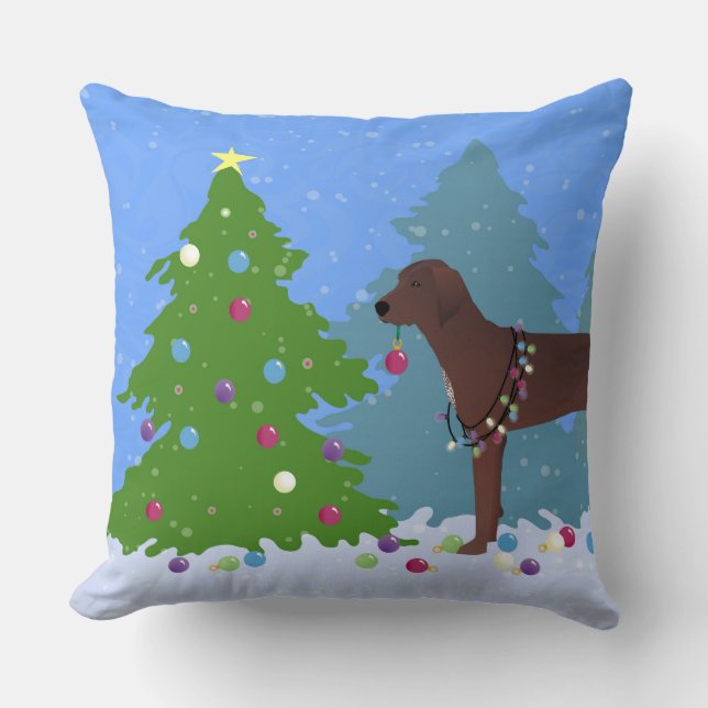Redbone Coonhound Decoration Julgran Kudde (Framsida)