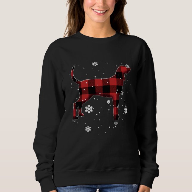 Redbone Coonhound Dog Plaid Christmas T Shirt (Framsida)