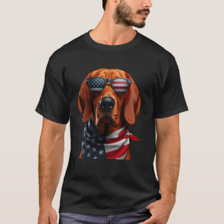 Redbone Coonhound Hund 4 juli amerikanska självstä T Shirt