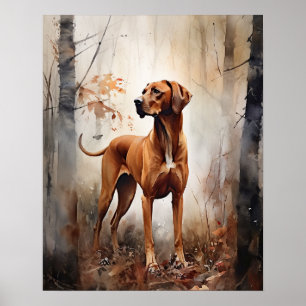 Redbone Coonhound Hund Art Print Poster