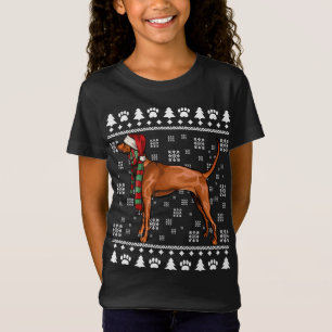 Redbone Coonhound Hund Santa Hat Julafton Ugly Chr T Shirt