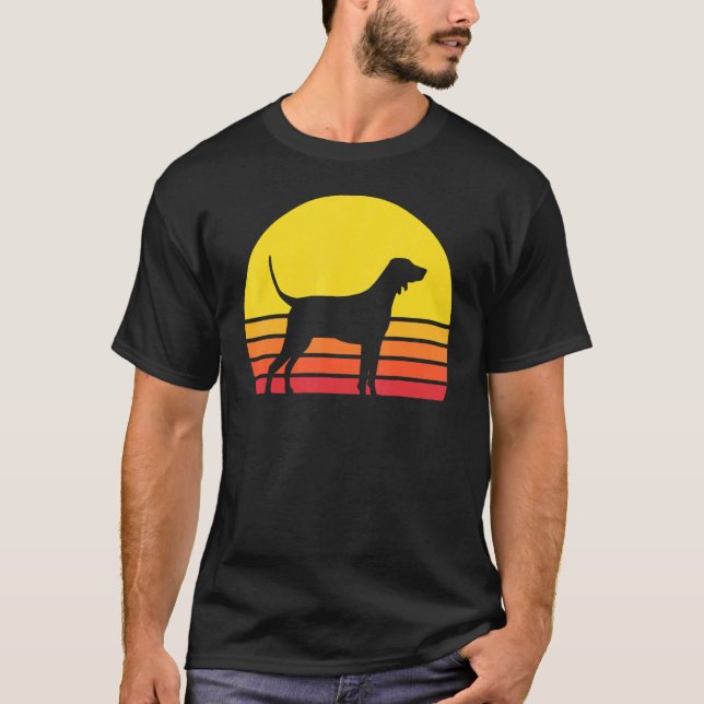 Redbone Coonhound Hund Silhouette Vintage Retro T Shirt (Framsida)