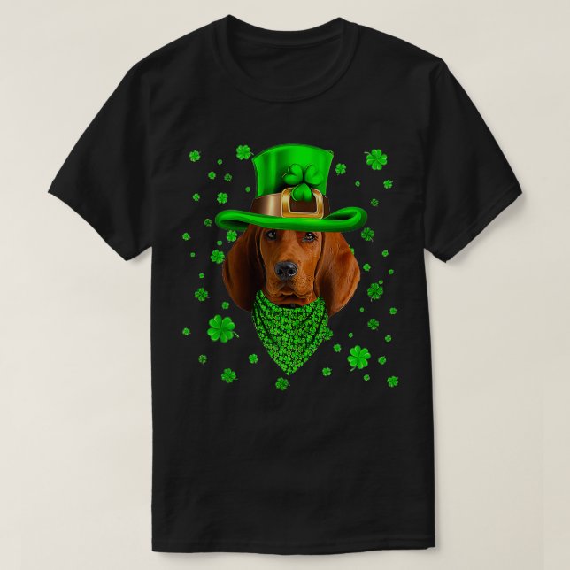 Redbone Coonhound Hund St patricks day Hat T Shirt (Design framsida)
