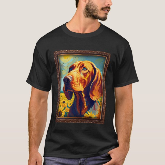 Redbone Coonhound Painting Sunflower Flower Mom Wo T Shirt (Framsida)