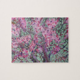Redbud På En Matt Grön Himmel / Konstnär Larry Ler Pussel