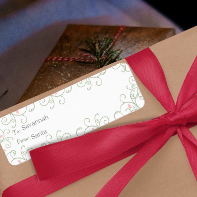 Redbud Swirl-julklapp Märkre Returadress Etikett (Skapare uppladdad)