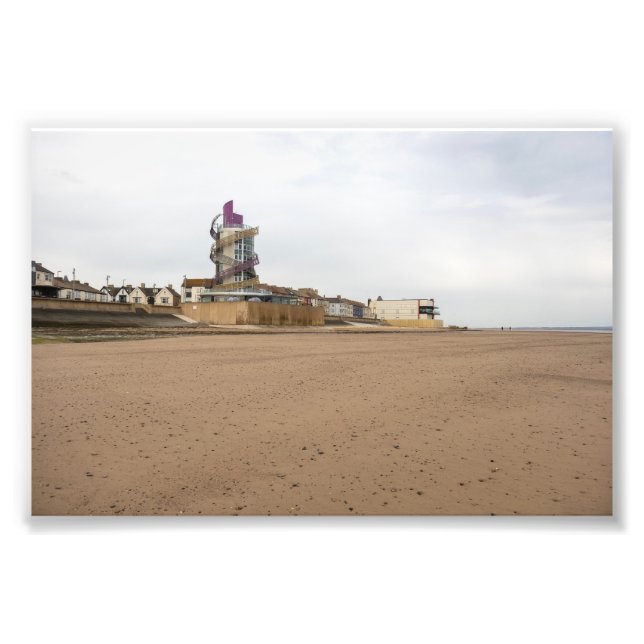 Redcar Beach och Beacon Fototryck (Framsidan)