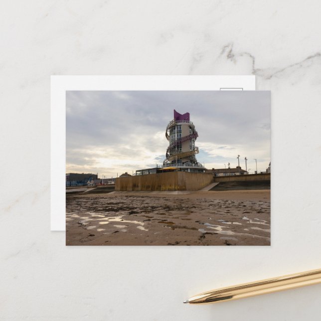 Redcar Beach och Beacon Vykort (Fram/Back In Situ)