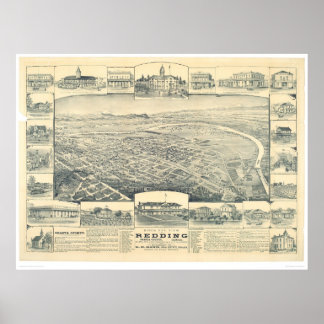 Redding, CA. Panoramisk Karta (1393A) Poster