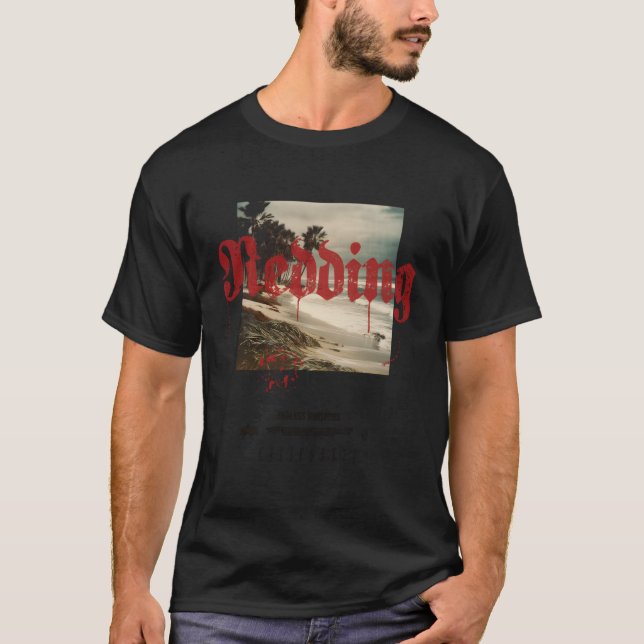 Redding California Ca Tattoo Beach Surfa T Shirt (Framsida)