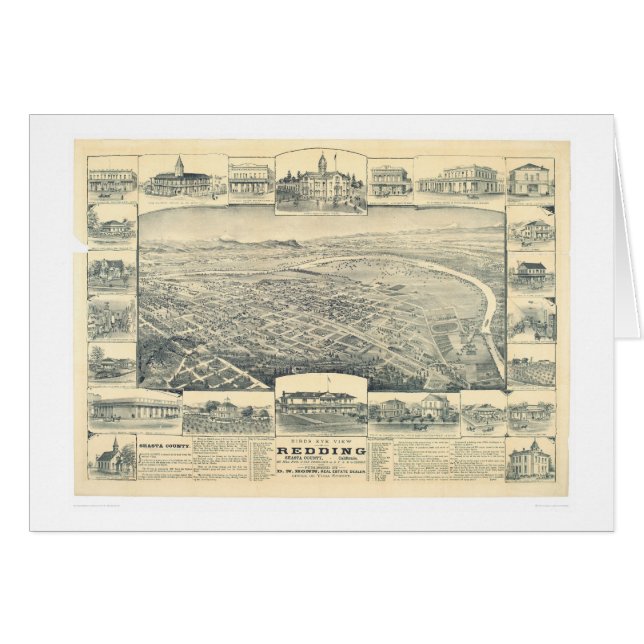 Redding panorama- karta för CA. (1393A) Hälsningskort (Framsidan Horizontal)