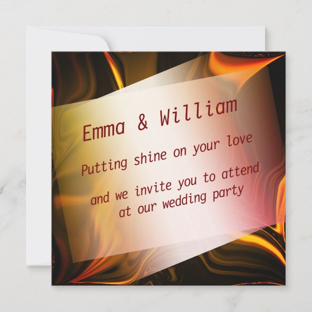 Reddisch orange eller guld kurvor på mörkens bakgr inbjudningar (Framsida)