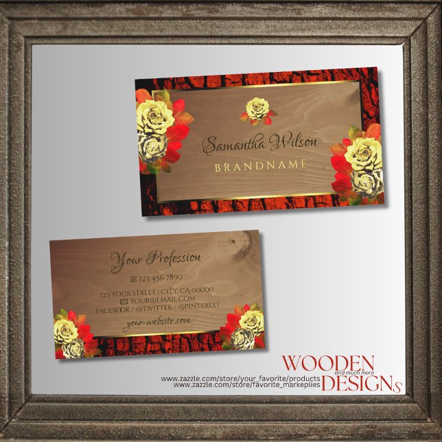 Reddiska Brown Träd Bark Wood Grain Elegant Blommi Visitkort (Skapare uppladdad)