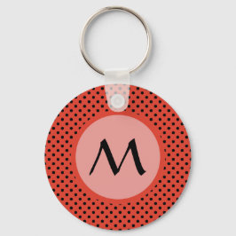 Reddiska Orangen Polka Dot Monogram Nyckelring
