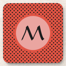 Reddiska Orangen Polka Dot Monogram Underlägg