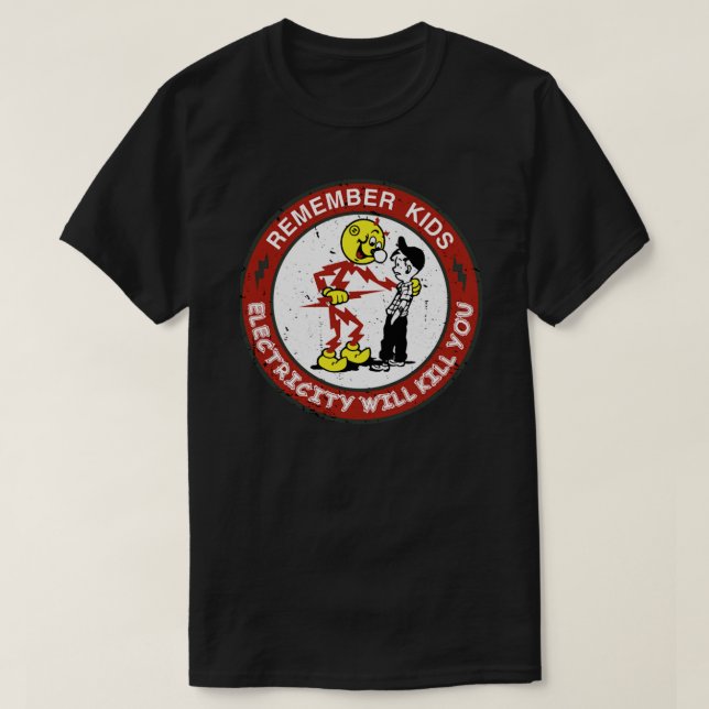 Reddy Kilowatts Warning, elektricitet Dödor dig T Shirt (Design framsida)